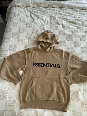 Fear of God Essentials Knit Pullover Hoodie in Amber Small